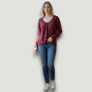 REI Coolmax Womens Top  1X Burgundy Long Sleeve Outdoor, Hiking Stretch Casual